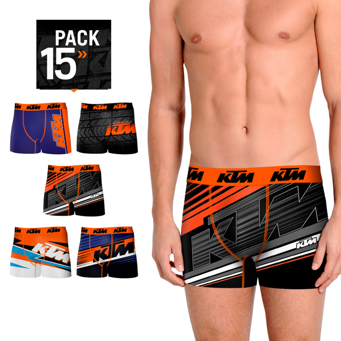 Pack 15 calzoncillos KTM en varios colores para hombre