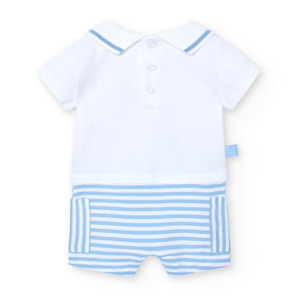 Pelele niÃ±o reciÃ©n nacido, algodÃ³n estampado, blanco