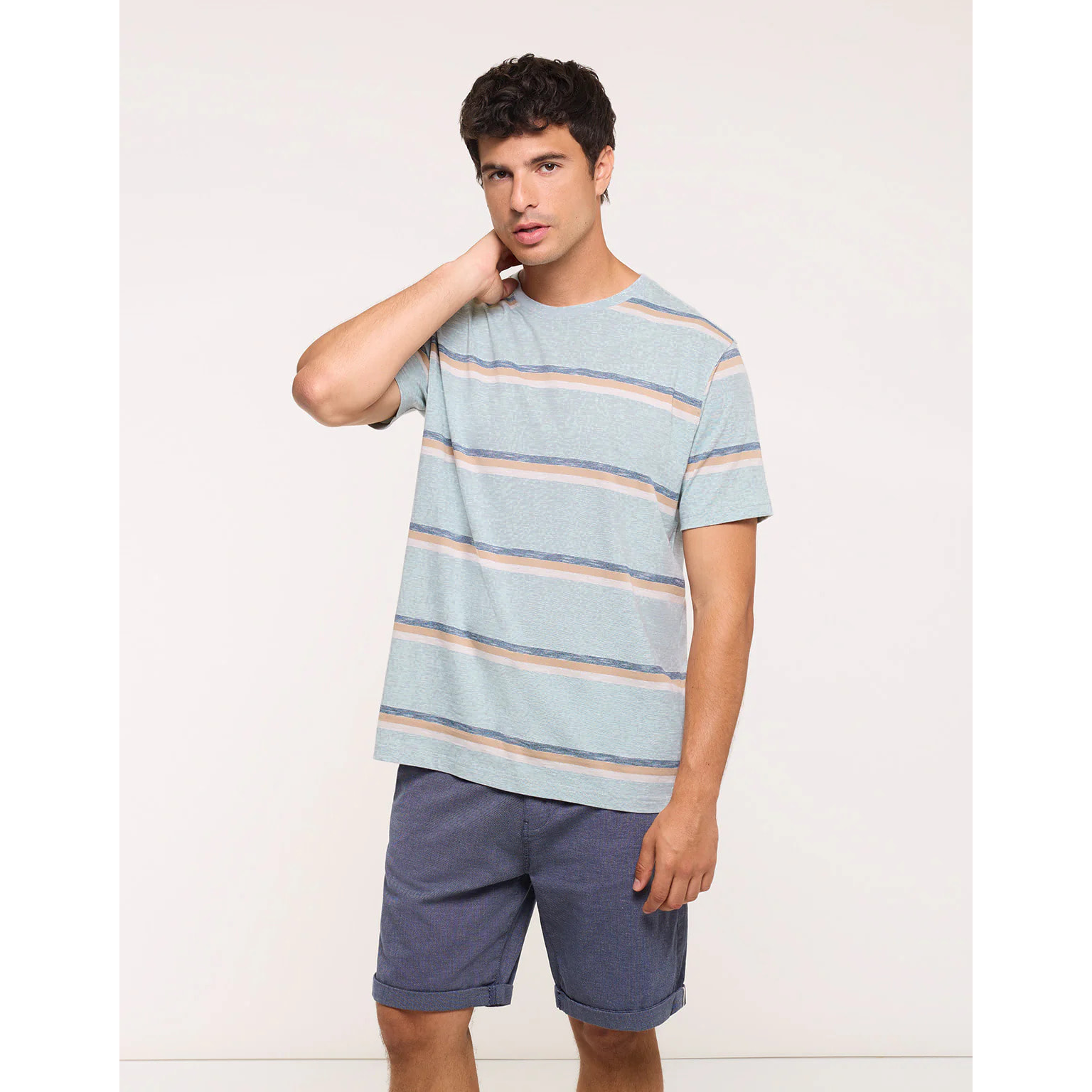 Camiseta Manga Corta Rayas Azul - Galiceno