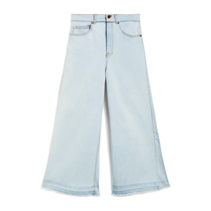 Jeans culotte lunghezza cropped fondo taglio a vivo