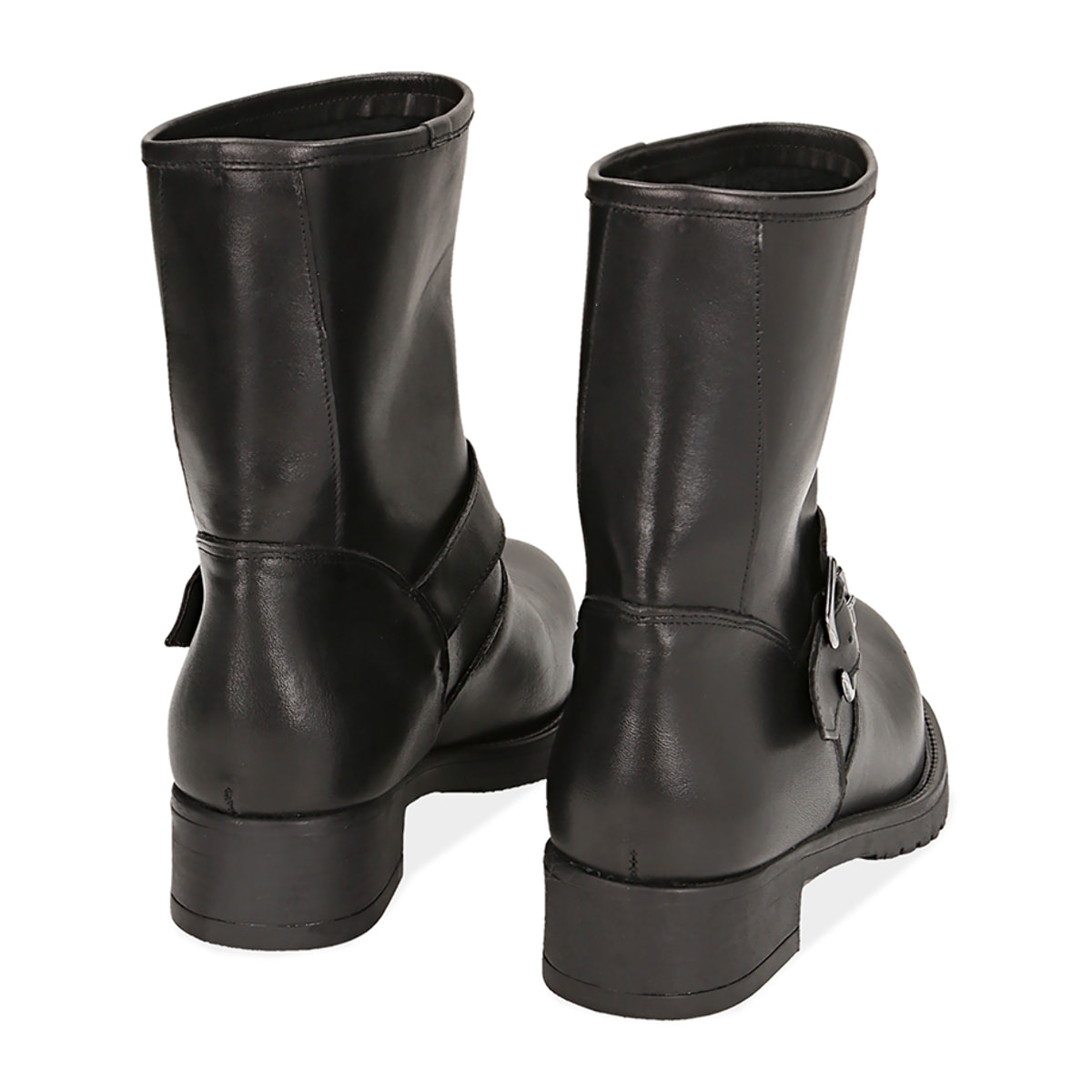 Biker boots neri in pelle di vitello