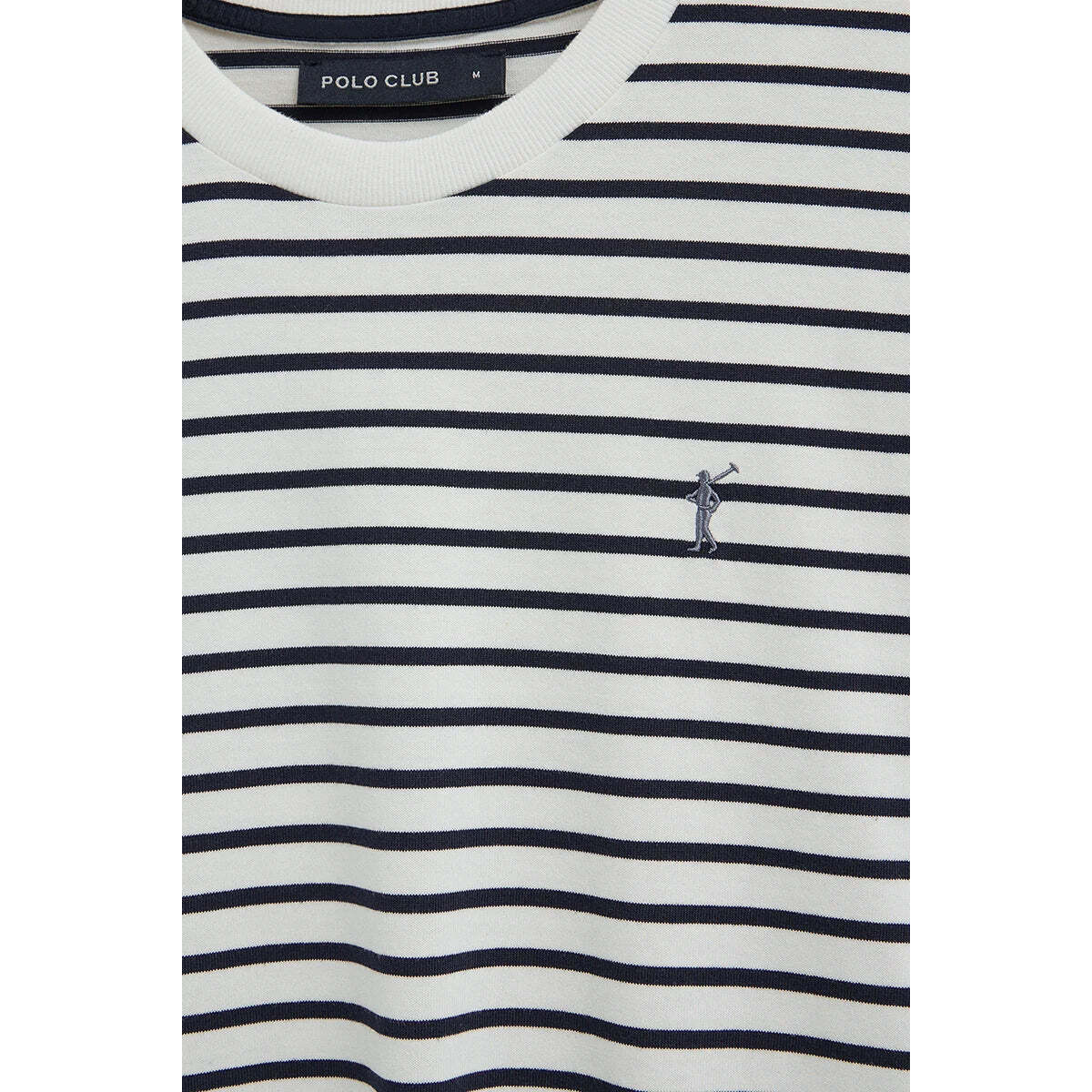 Polo a righe ecrù e blu marino fit ampio con logo Rigby Go