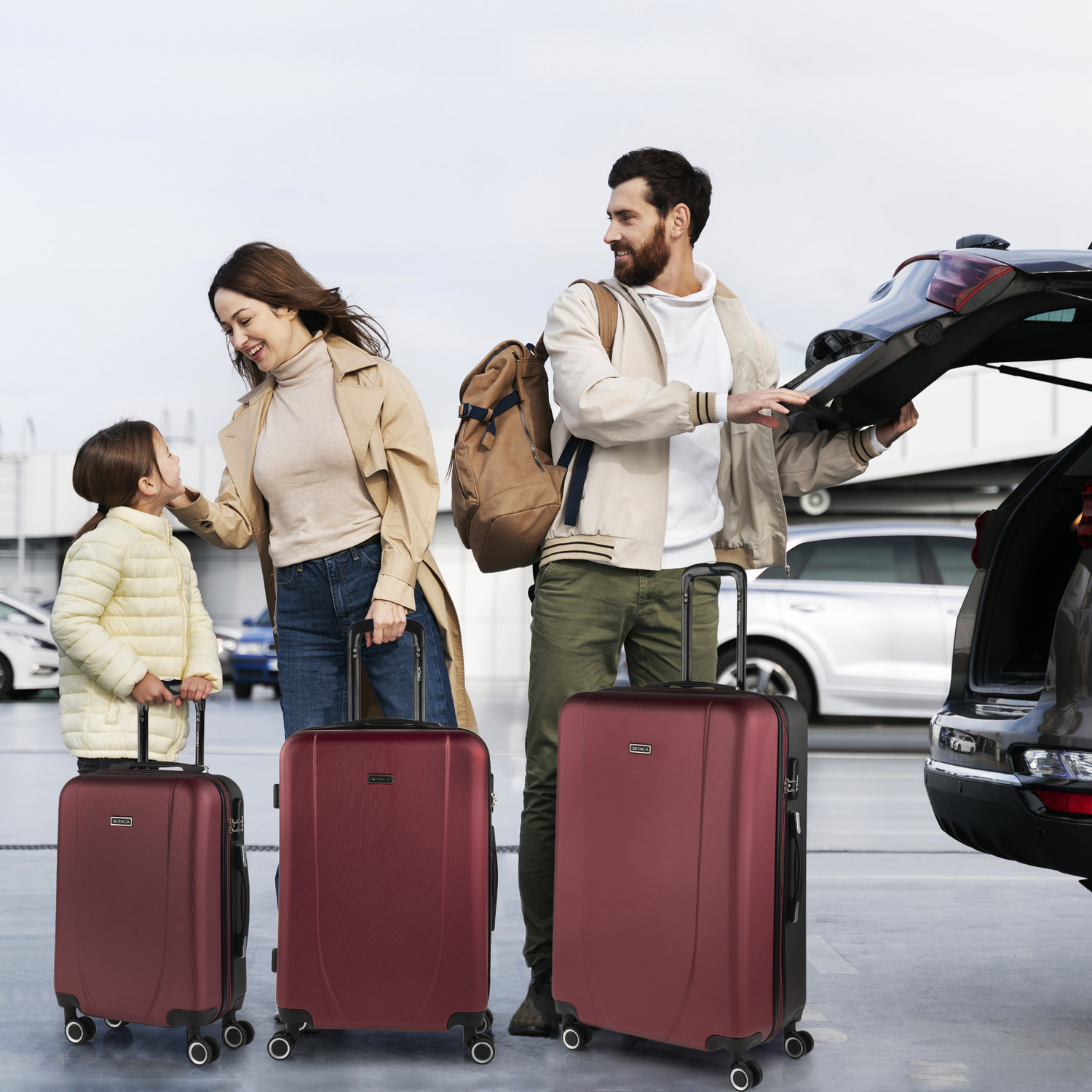 Maleta Itaca Tiber Set De 3 Unidades Granate-Antracita