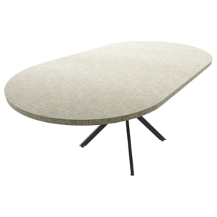 Marui Big - Tavolo da pranzo ovale 180x100 cm in Legno Testurizzato con Piede Centrale in metallo Kiso