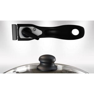 Batterie de cuisine revêtement pierre avec manche amovible 5 pièces noir Herzberg HG8051-BLK