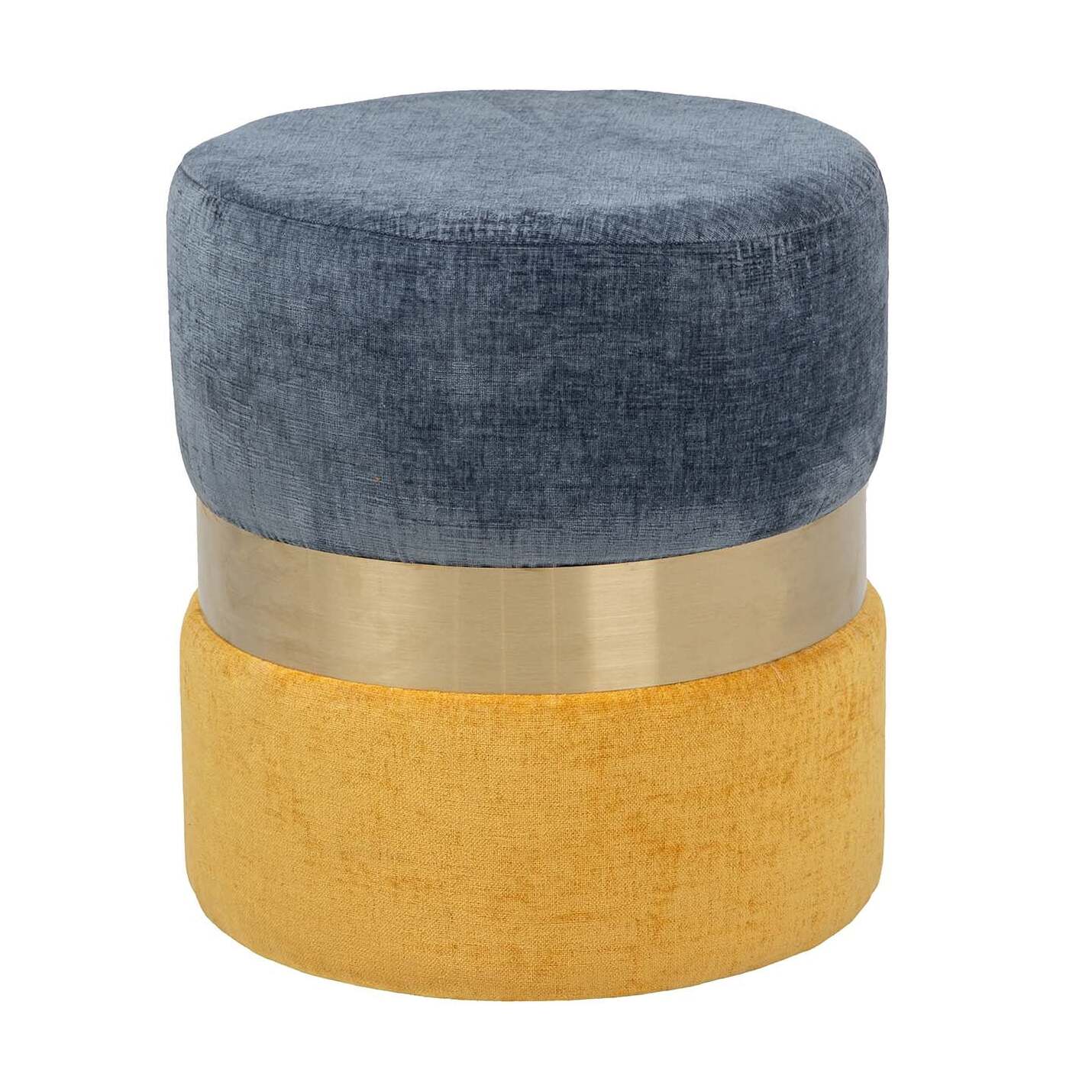 Puff Poliester Azul Amarillo 40x40x43 Cm