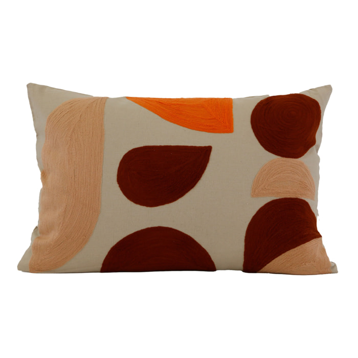 Coussin brodé motif abstrait - Brique