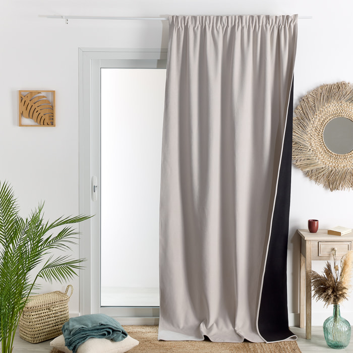 Rideau thermique phonique et semi occultant à galons fronceurs KONFOR - Naturel