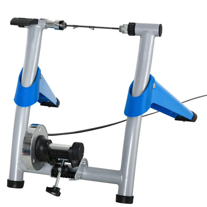 Home trainer vélo support d'entrainement pliable pour vélo de route VTT roues 26 à 29 pouces gris métal bleu