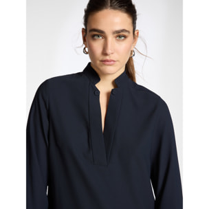 Elena Mirò - Abito in enver satin con scollo V - Blu