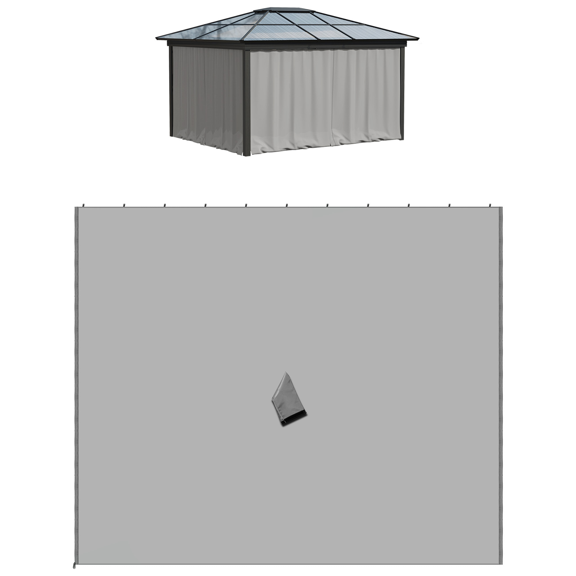 4 parois latérales pour pavillon de jardin tonnelle rigide 300 x 300 cm protéger de la pluie vent soleil gris clair