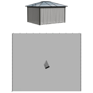 4 parois latérales pour pavillon de jardin tonnelle rigide 300 x 300 cm protéger de la pluie vent soleil gris clair