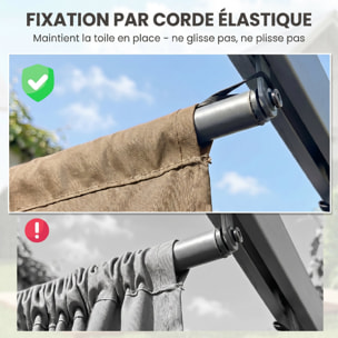 Toile de rechange pour pergola rétractable 3 x 3 m polyester haute densité 180 g/m² imperméabilisé café glacé