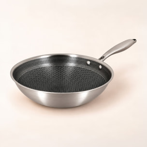 Wok en acier inoxydable revêtu antiadhésif 28cm - tous feux TRINOX