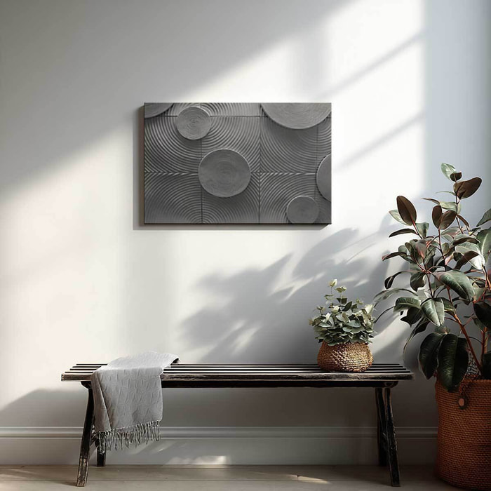 Tableau relief cercles gris Toile imprimée