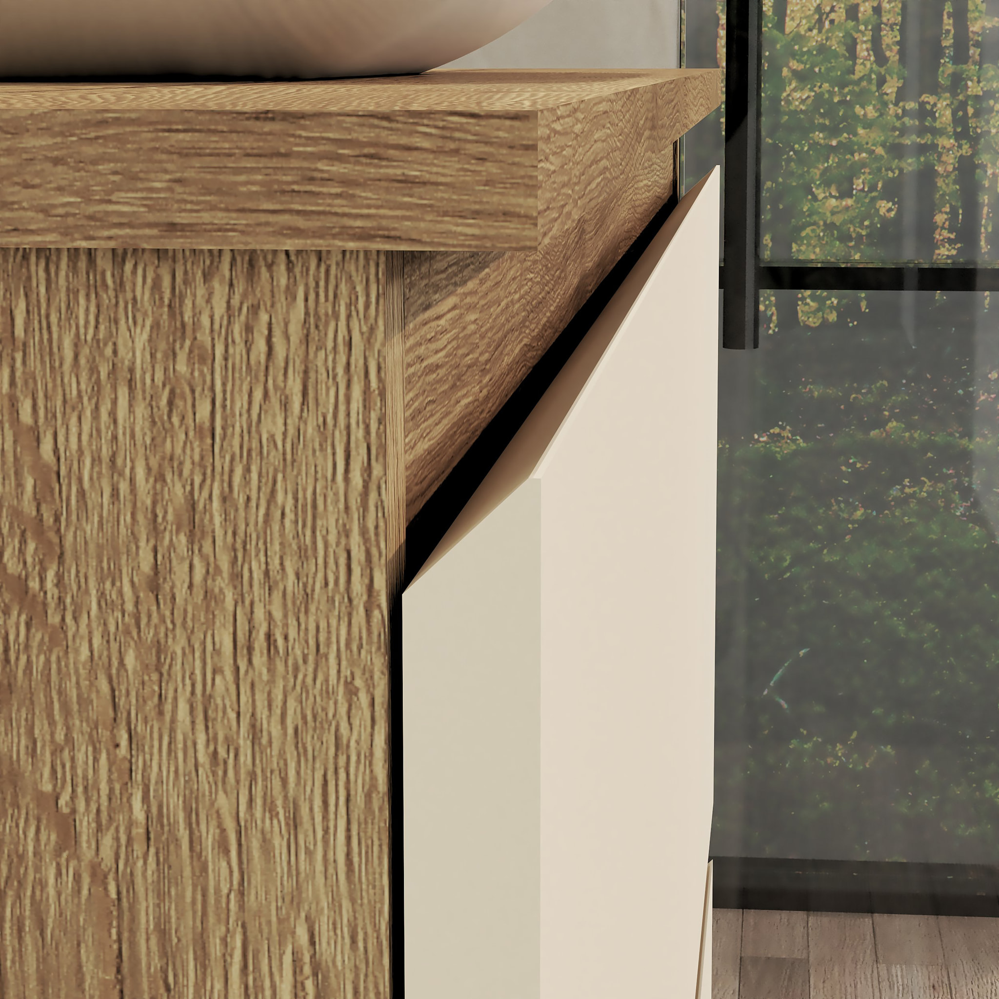 ENSEMBLE DE SALLE DE BAIN NIA | MEUBLE SUSPENDU | 80 CM GLACIER | DEUX TIROIRS |LAVABO SUR PLAN | MIROIR NON INCLUS | MEUBLE MONTÉ | ALDAY