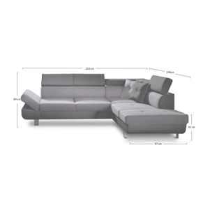 Linea - Canapé d'angle droit convertible - 5 places - avec têtières - Beige