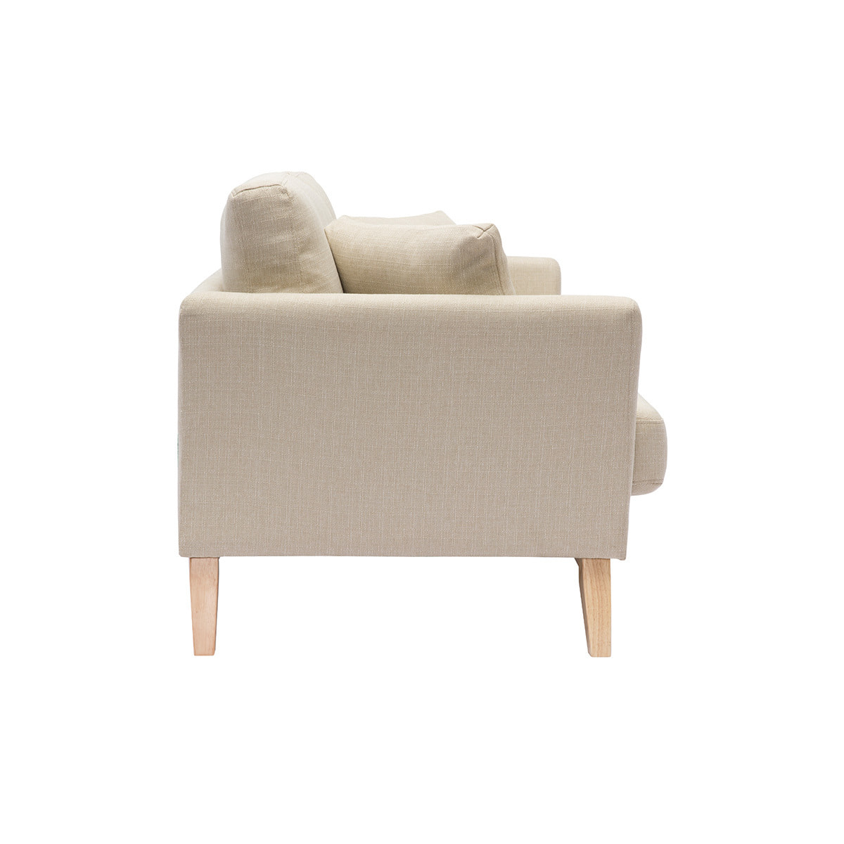 Canapé scandinave déhoussable 2 places en tissu beige et bois clair OSLO