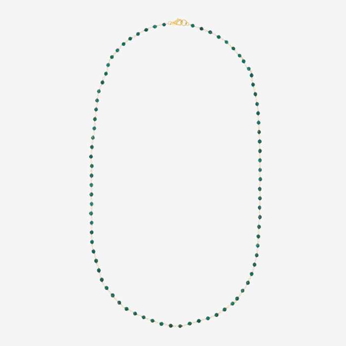 Collana Rosario con Quarzite Verde in Argento 925 placcato Oro giallo 18Kt