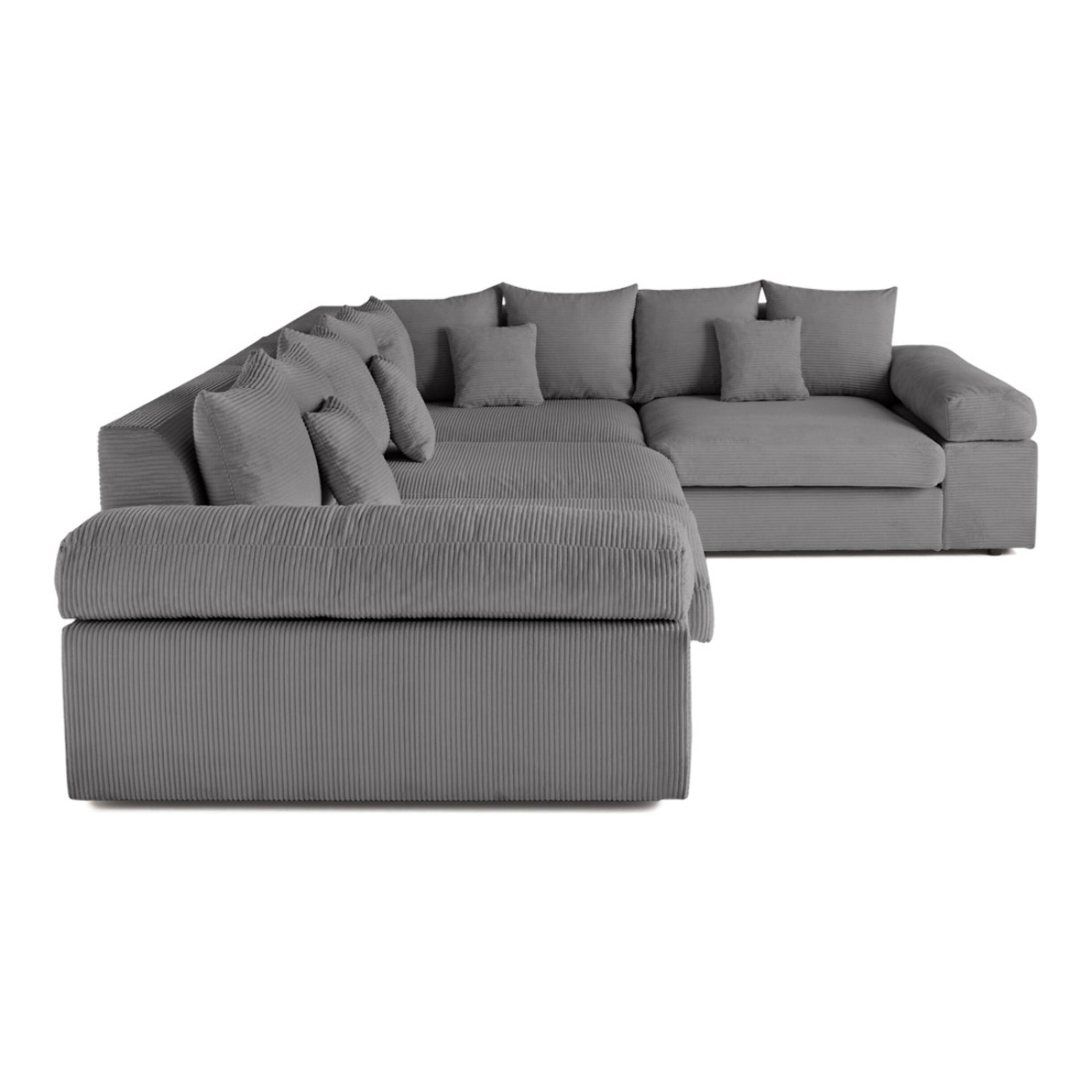 Aspen - canapé d'angle réversible 5 places - assise profonde - en velours côtelé - Gris