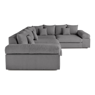 Aspen - canapé d'angle réversible 5 places - assise profonde - en velours côtelé - Gris