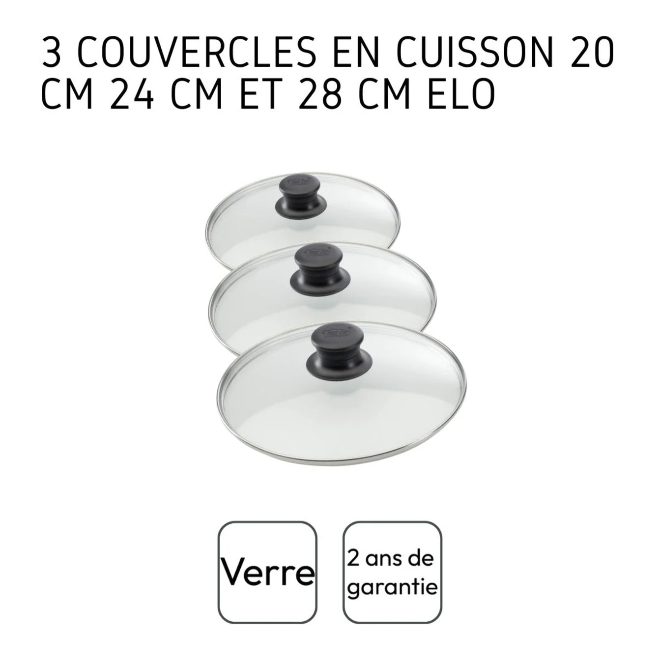 Set de 3 couvercles de cuisson en verre Elo