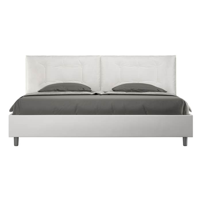 Letto matrimoniale king size contenitore imbottito 200x210 similpelle bianco Annalisa Large