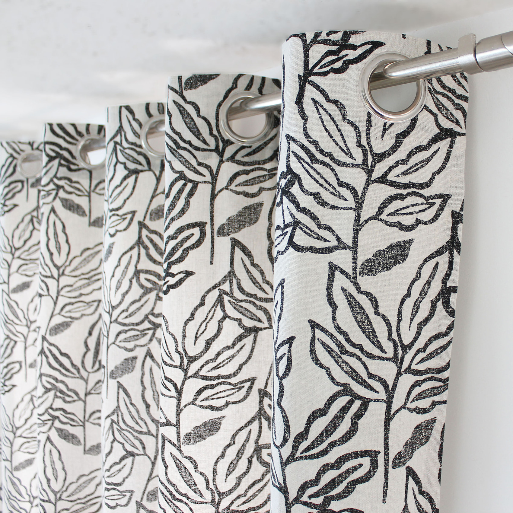 Rideau à oeillets en coton recyclé Chambray - Ecru