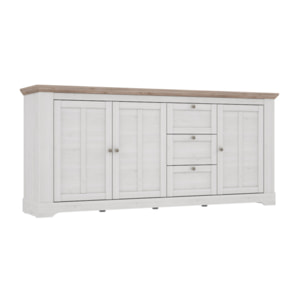 Buffet en bois effet chêne clair blanchi L204cm - ILONA