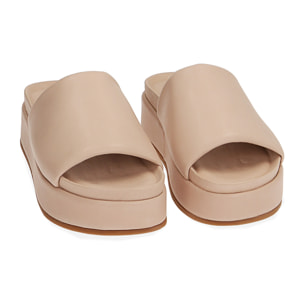 Zapatillas color crema de piel, plataforma de 4 cm