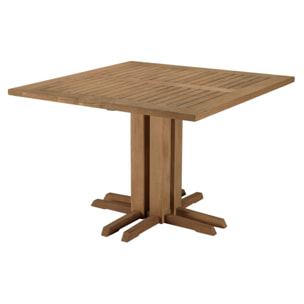 KALLY - Ensemble de jardin : table carrée en bois de teck recyclé et rotin synthétique, 4 pers.