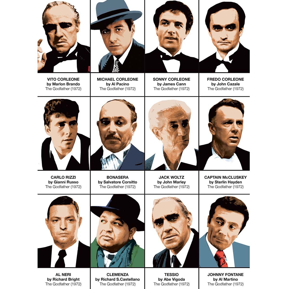 Affiche - The Godfather Characters - Olivier Bourdereau