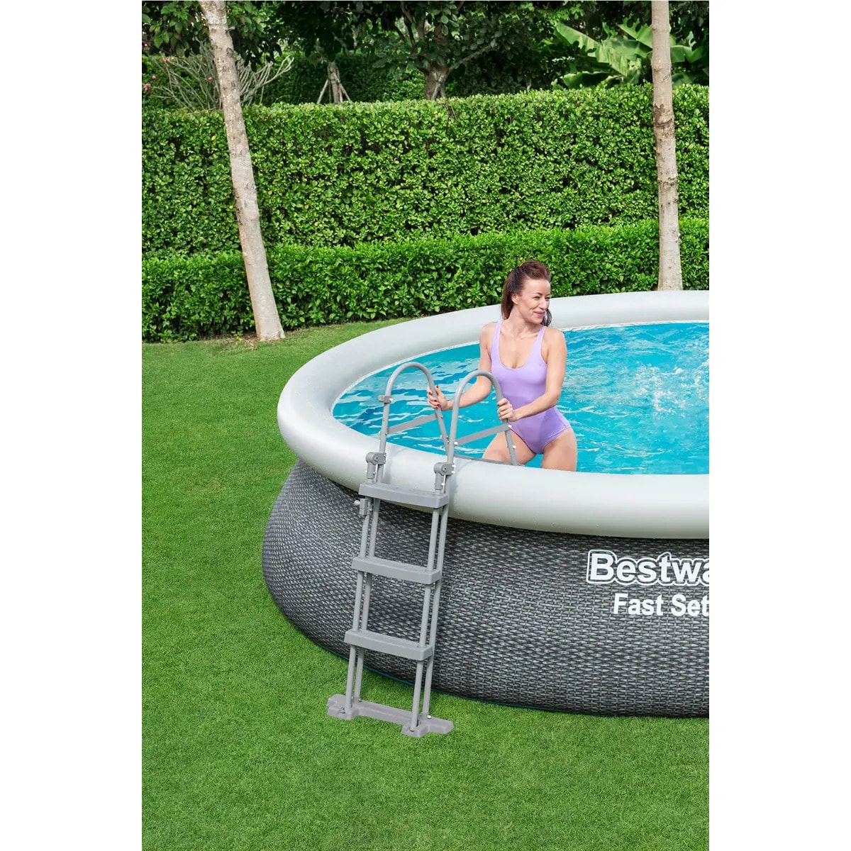 Piscine autoportante ronde Diamètre 4,57 x 1,07 m aspect résine tressée Fast Set de Bestway