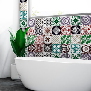 Stickers muraux - Sticker Mural Carrelage adhésif Cuisine Salle de Bain - 24 STICKERS CARRELAGES AZULEJOS CHLOETINA