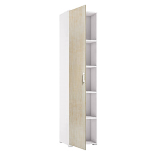 Armadio multiuso Aquilegia, Mobile lineare a 1 Anta battenti e 4 ripiani regolabili, Mobile a colonna per bagno, 100% Made in Italy, Cm 45x45h195, Rovere e Bianco