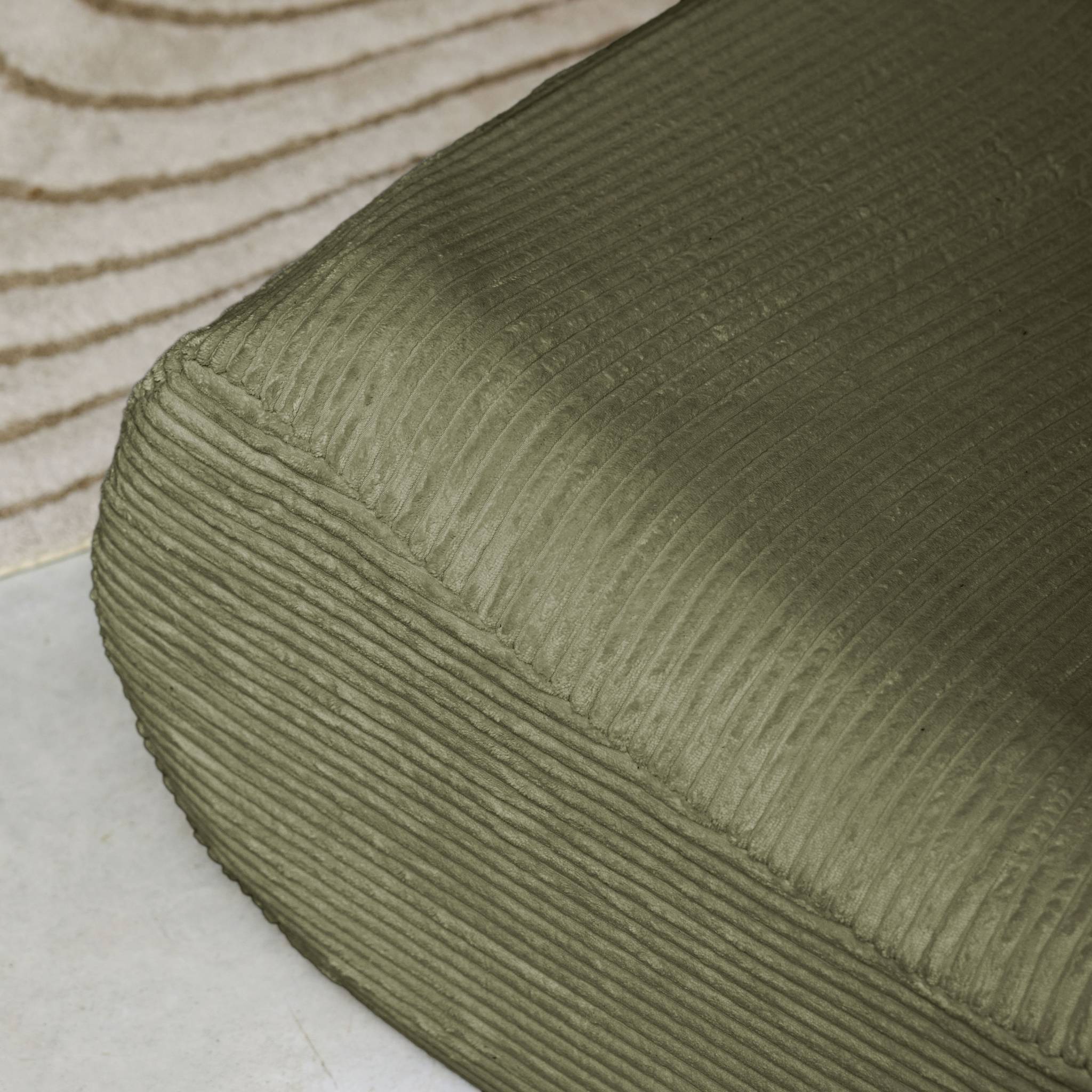 Chauffeuse velours côtelé 1 place kaki L 91 x P 105 x H 72 cm - SOKOL