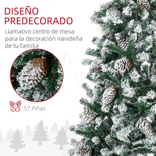 Árbol de Navidad Artificial Altura 180 cm Árbol Nevado con 695 Ramas 57 Piñas Apertura Automática Forma de Torre Base de Acero Plegable Ø104x180 cm Verde