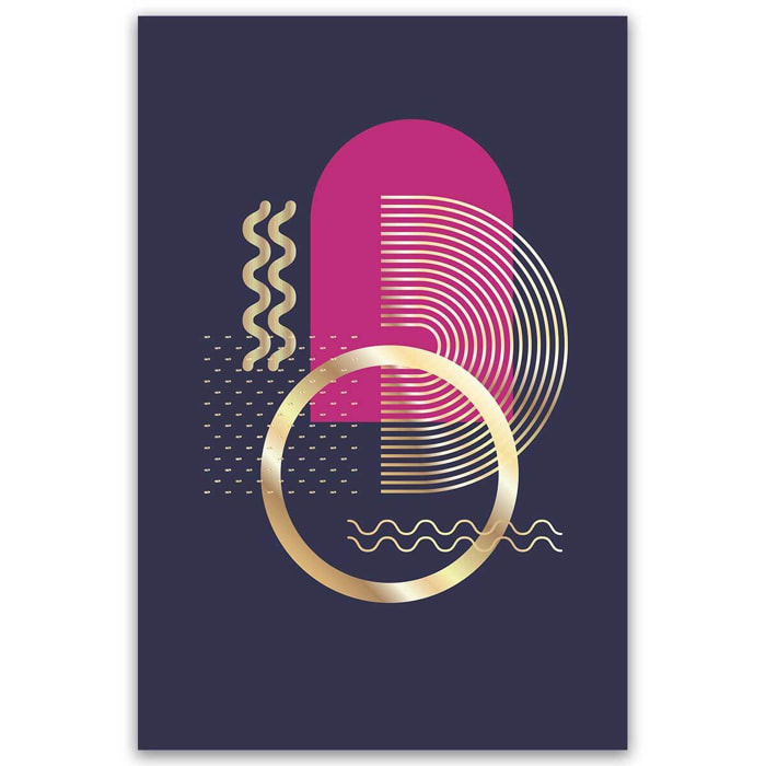 Tableau géométrique anneau doré fond violet Toile imprimée