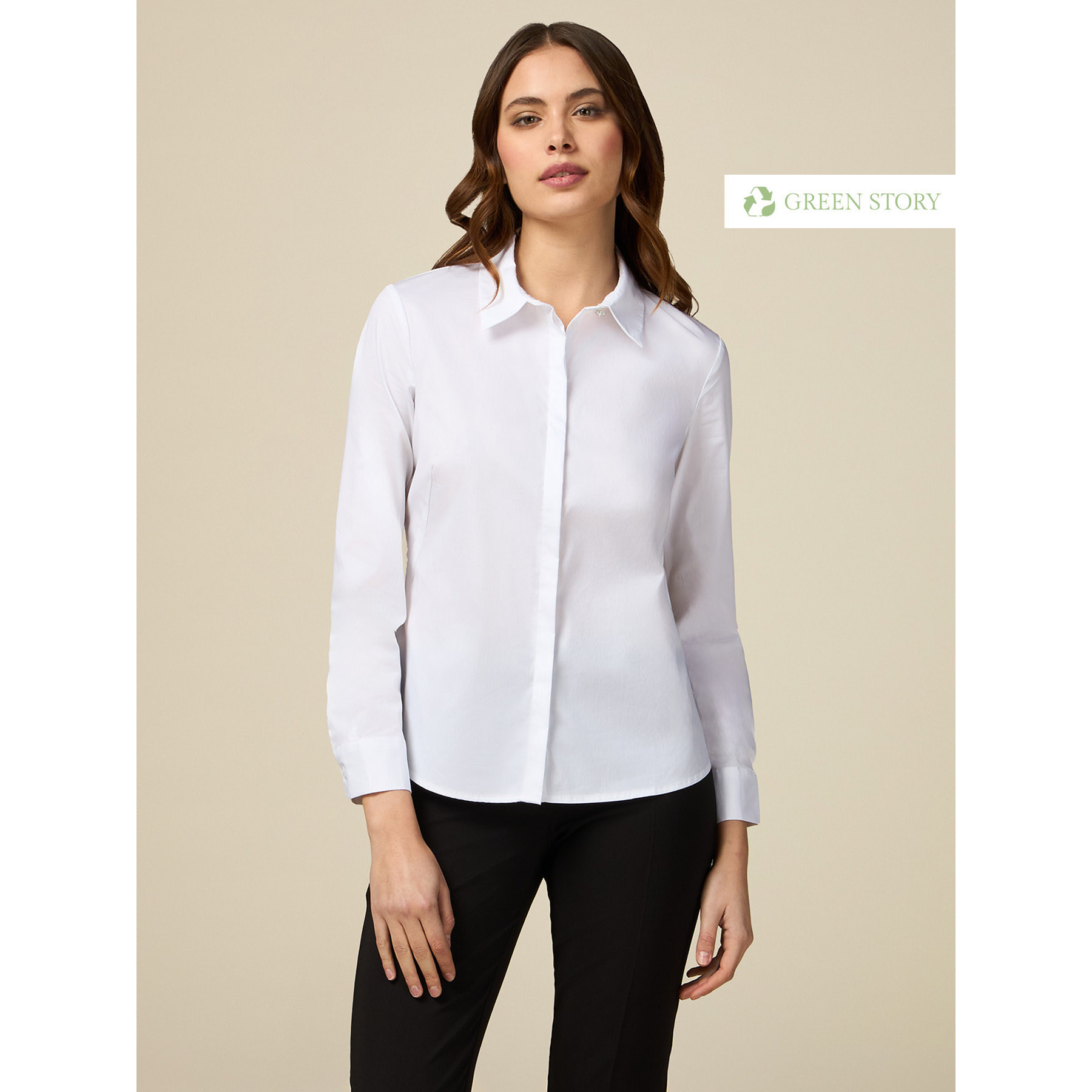 Oltre - Camicia in popeline di cotone - Bianco