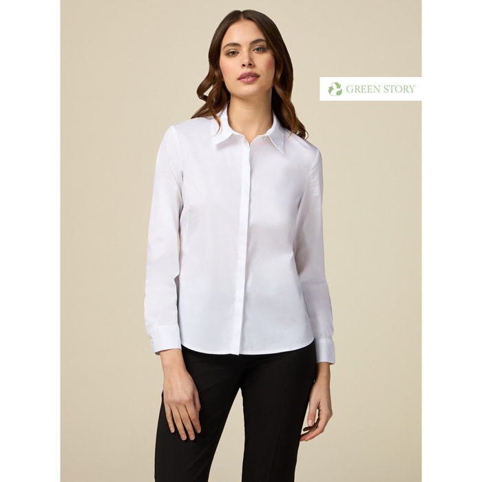 Oltre - Camicia in popeline di cotone - Bianco