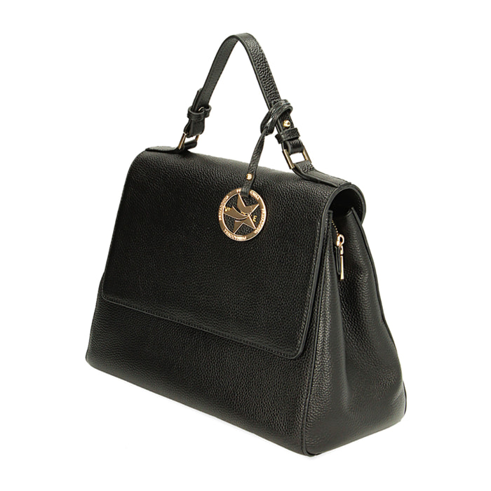 Borsa a mano in pelle nera