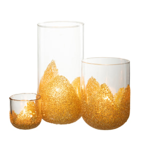 J-Line Bougeoir Strass Verre Transparent/Or Large