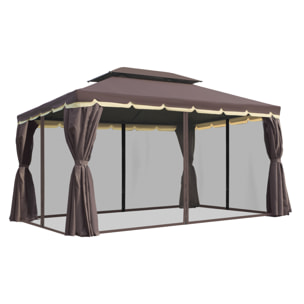 Gazebo Pabellón Exterior Jardín 2.9x3.9x2.8m Carpa Cenador Aluminio