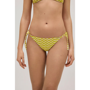 Mini slip bikini con onde color lime annodate