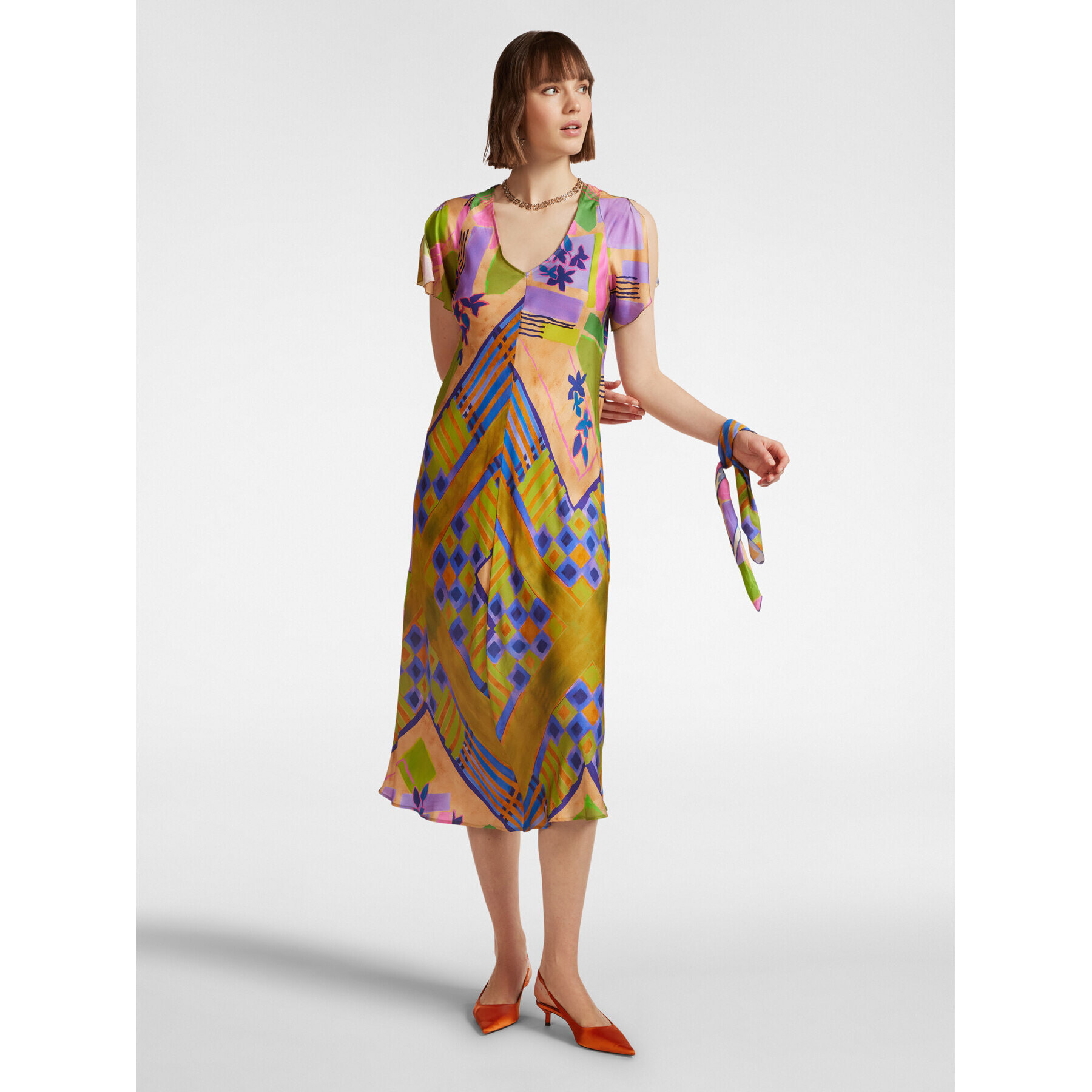 Elena Mirò - Vestido midi estampado - Rosa