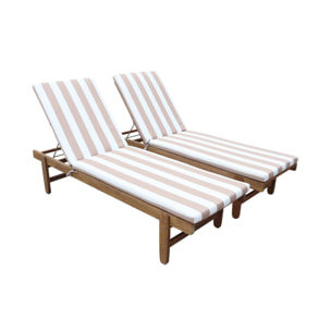 Bain de soleil bois d'acacia multi positions avec roulettes (lot de 2) AREQUIPA