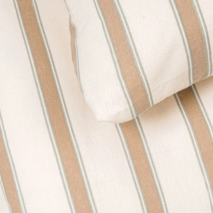 Copripiumino in flanella raya sitges verde secco – taupe