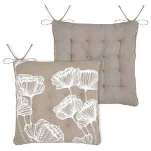 Galette de chaise florale ambiance apaisante - Naturel