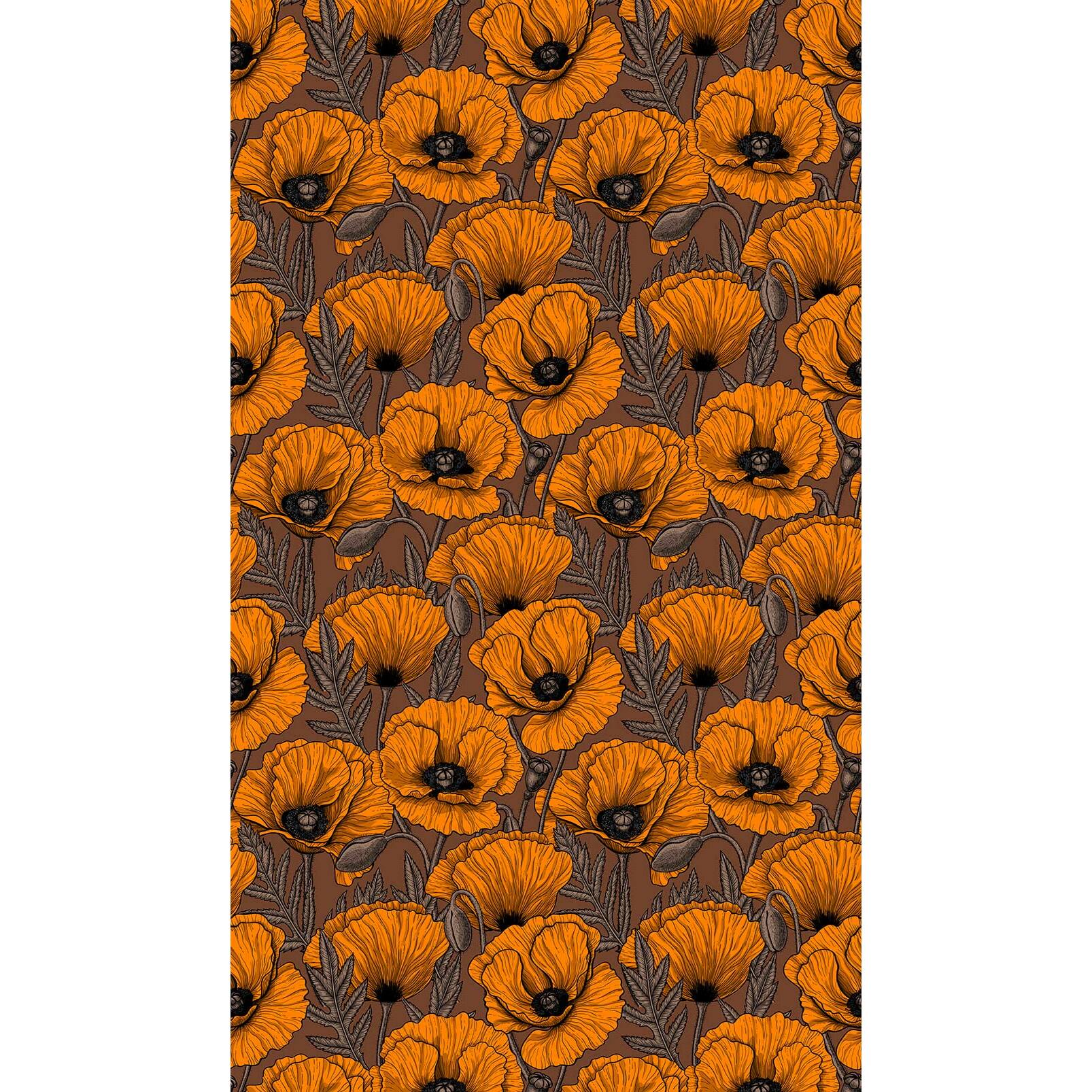 Papier peint papier coquelicot orange Intissé
