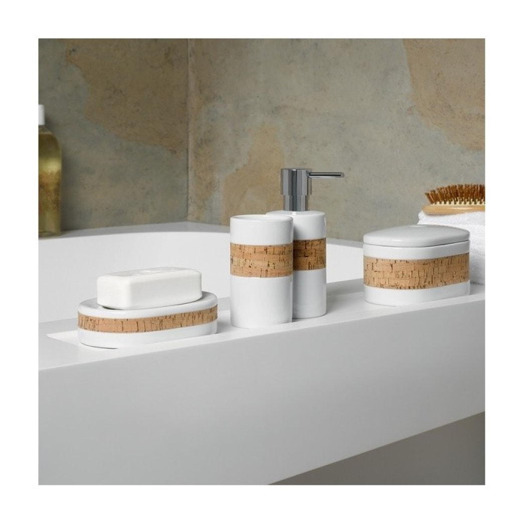 Porte savon Porcelaine TUBE NATURE Blanc & Beige Spirella